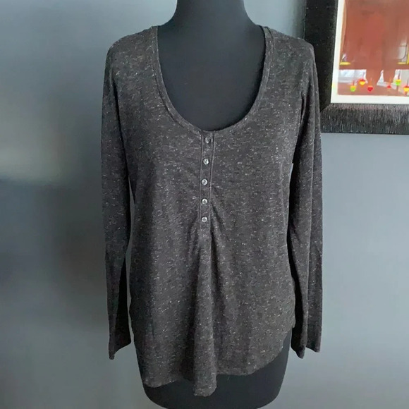 Victoria's Secret Other - Victoria’s Secret marled black/white soft henley scoop neckline sleep top, med